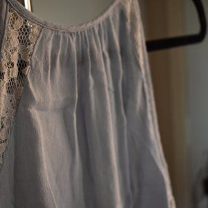 Crop Blue w/ Lace Detail and Cut Out Halter Tank